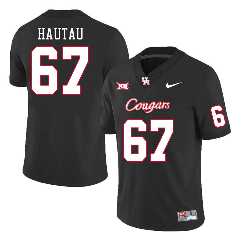 Men #67 Hingano Hautau Houston Cougars College Football Jerseys Stitched-Black